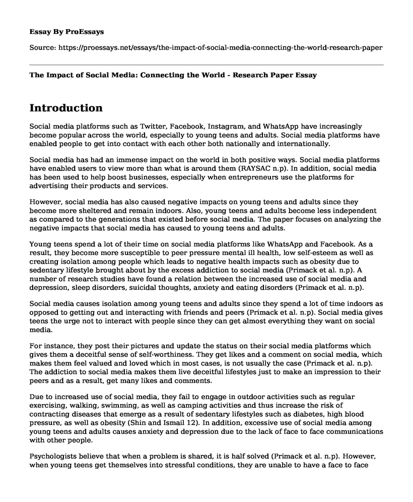 The Impact of Social Media: Connecting the World - Research Paper