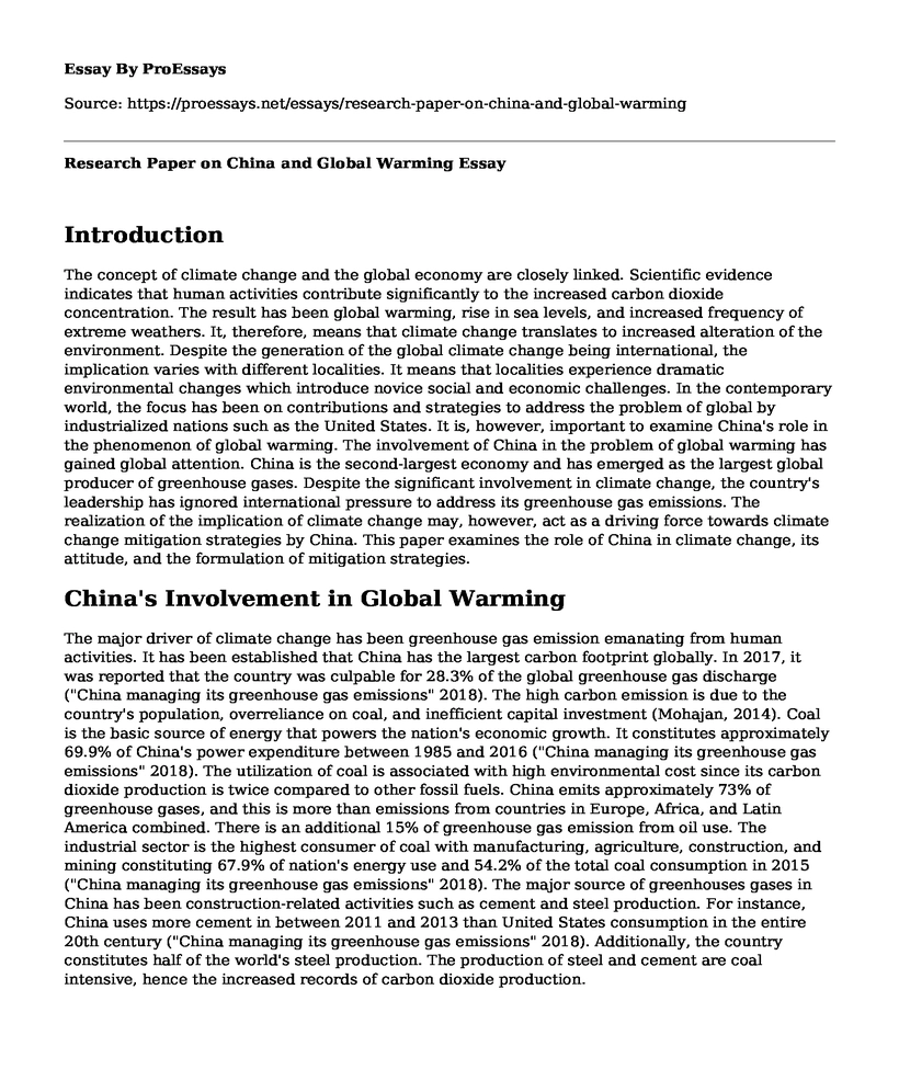 Research Paper on China and Global Warming