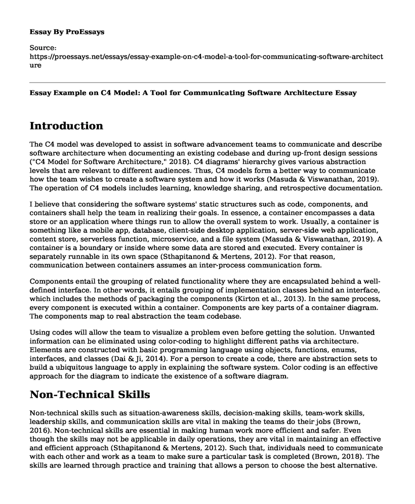Essay Example on C4 Model: A Tool for Communicating Software Architecture