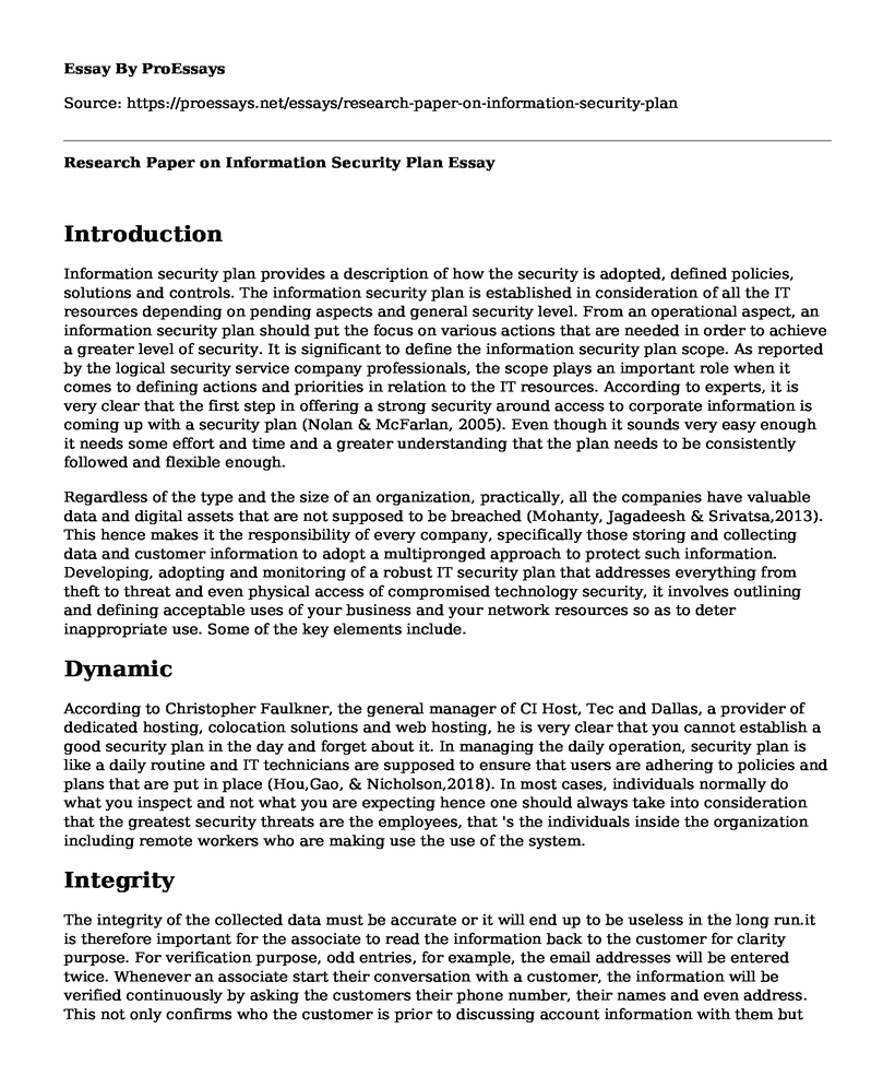 Research Paper on Information Security Plan