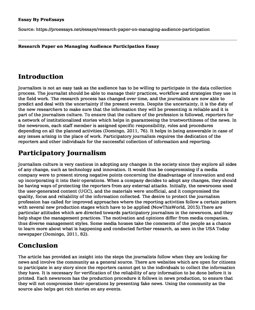 Research Paper on Managing Audience Participation