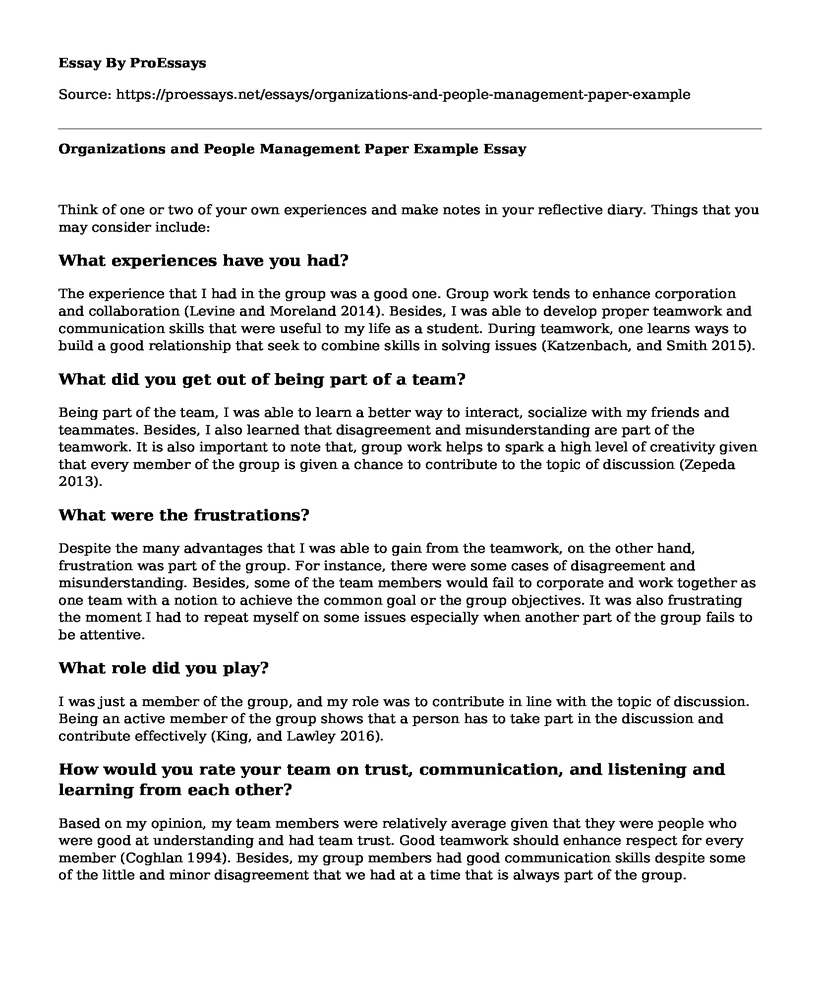 Organizations and People Management Paper Example