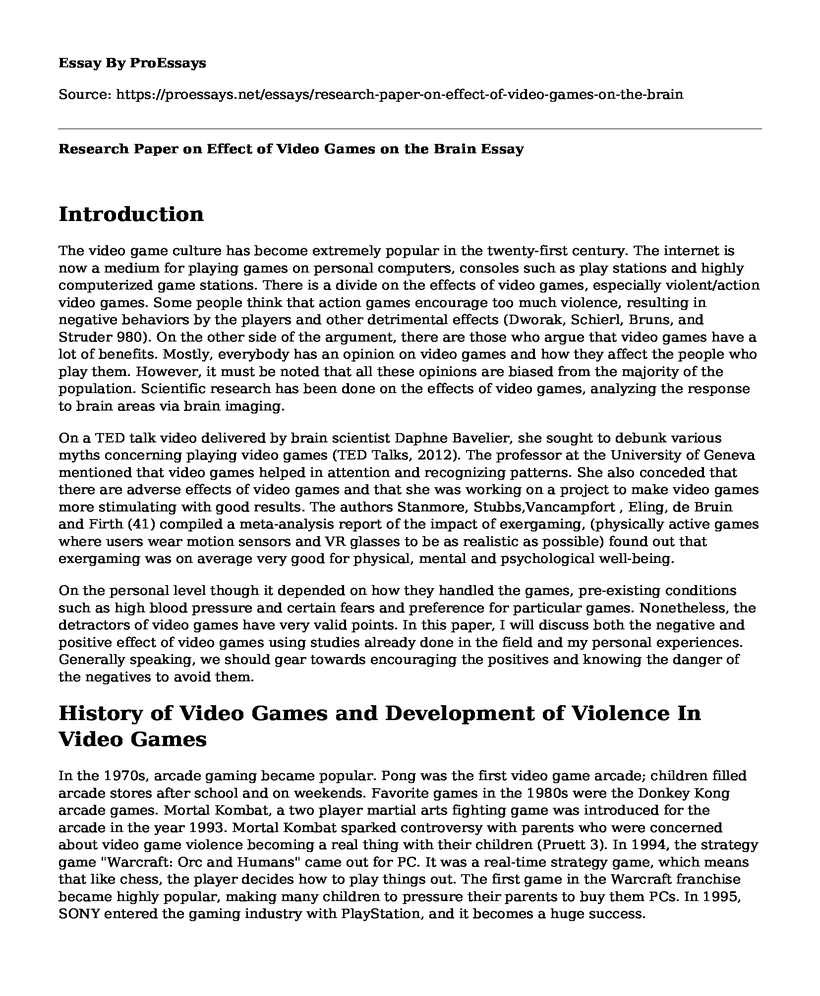 Research Paper on Effect of Video Games on the Brain