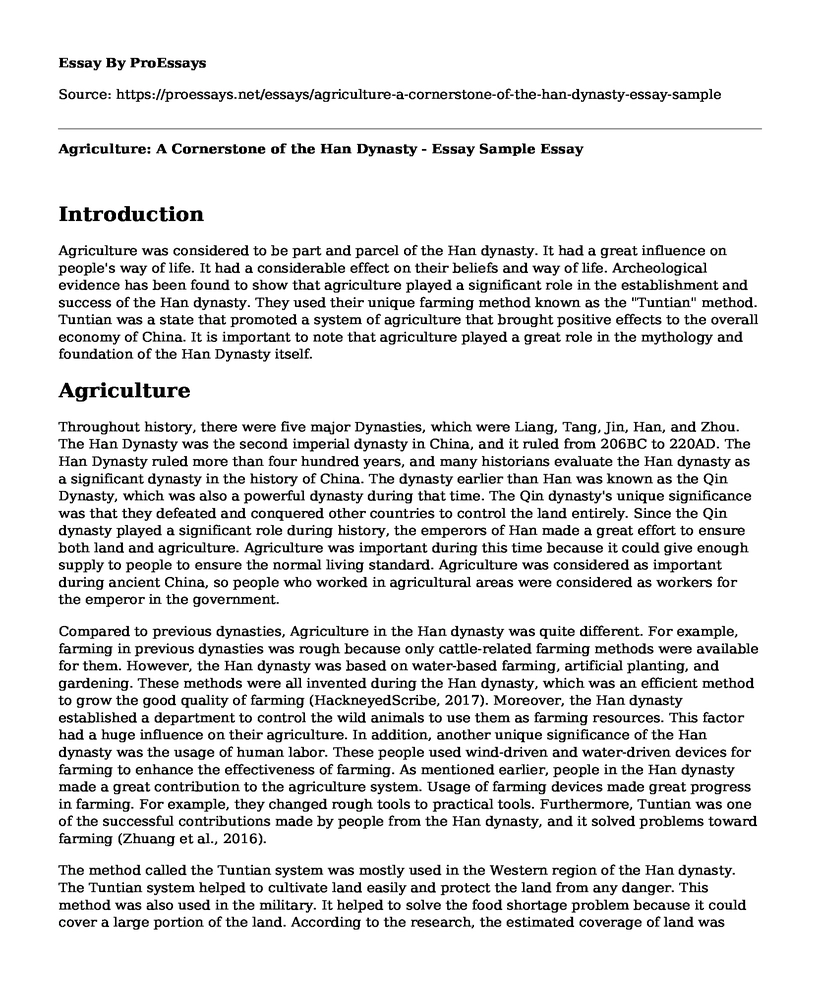 Agriculture: A Cornerstone of the Han Dynasty - Essay Sample
