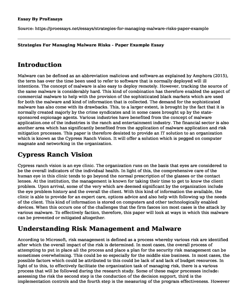 Strategies For Managing Malware Risks - Paper Example