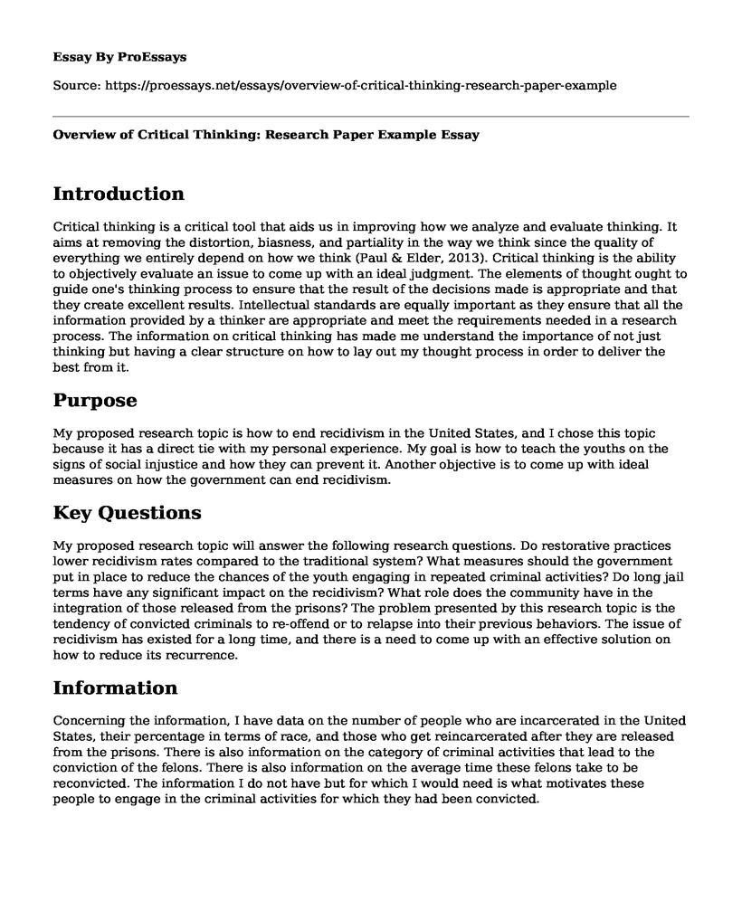 Overview of Critical Thinking: Research Paper Example