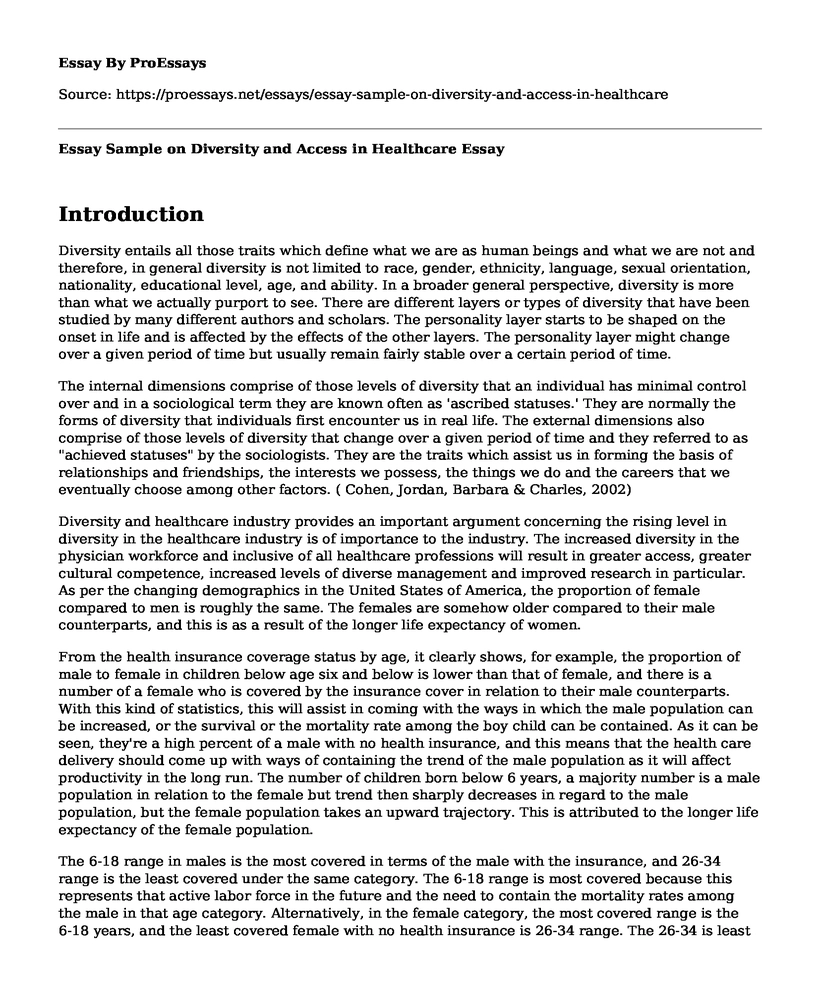 Essay Sample on Diversity and Access in Healthcare