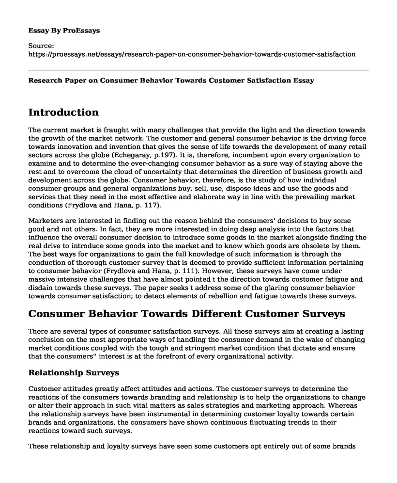 Research Paper on Consumer Behavior Towards Customer Satisfaction