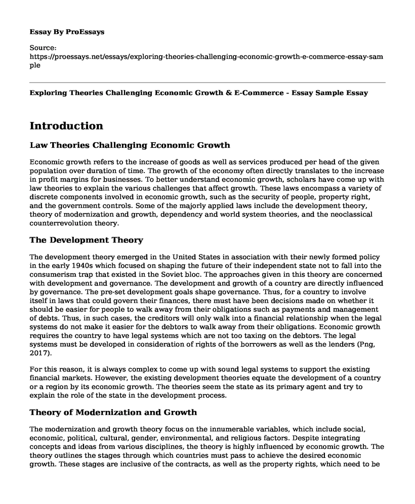 Exploring Theories Challenging Economic Growth & E-Commerce - Essay Sample