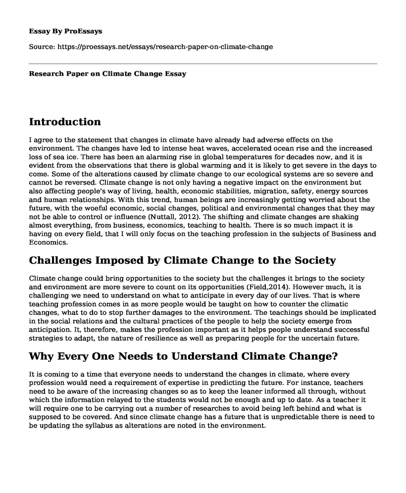 Research Paper on Climate Change