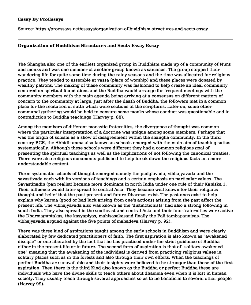 Organization of Buddhism Structures and Sects Essay