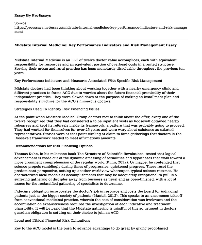 Midstate Internal Medicine: Key Performance Indicators and Risk Management