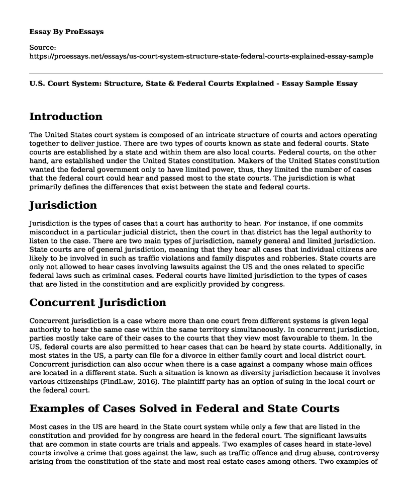 U.S. Court System: Structure, State & Federal Courts Explained - Essay Sample