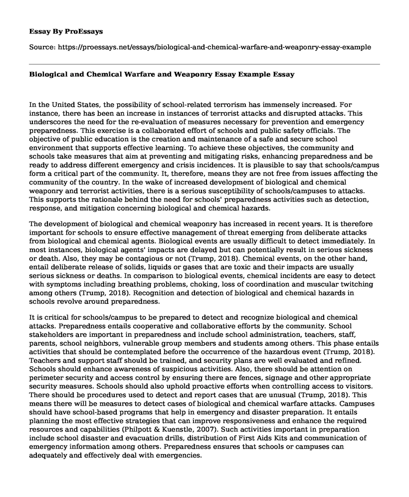 Biological and Chemical Warfare and Weaponry Essay Example