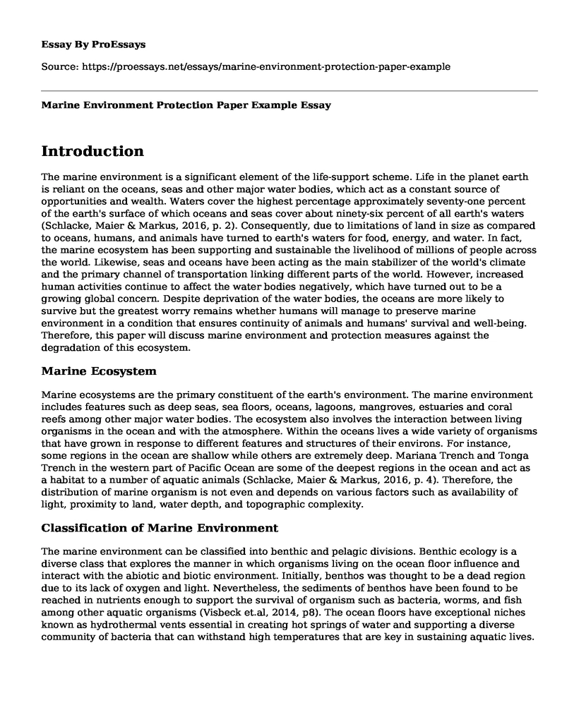 Marine Environment Protection Paper Example