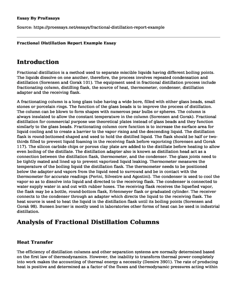 Fractional Distillation Report Example