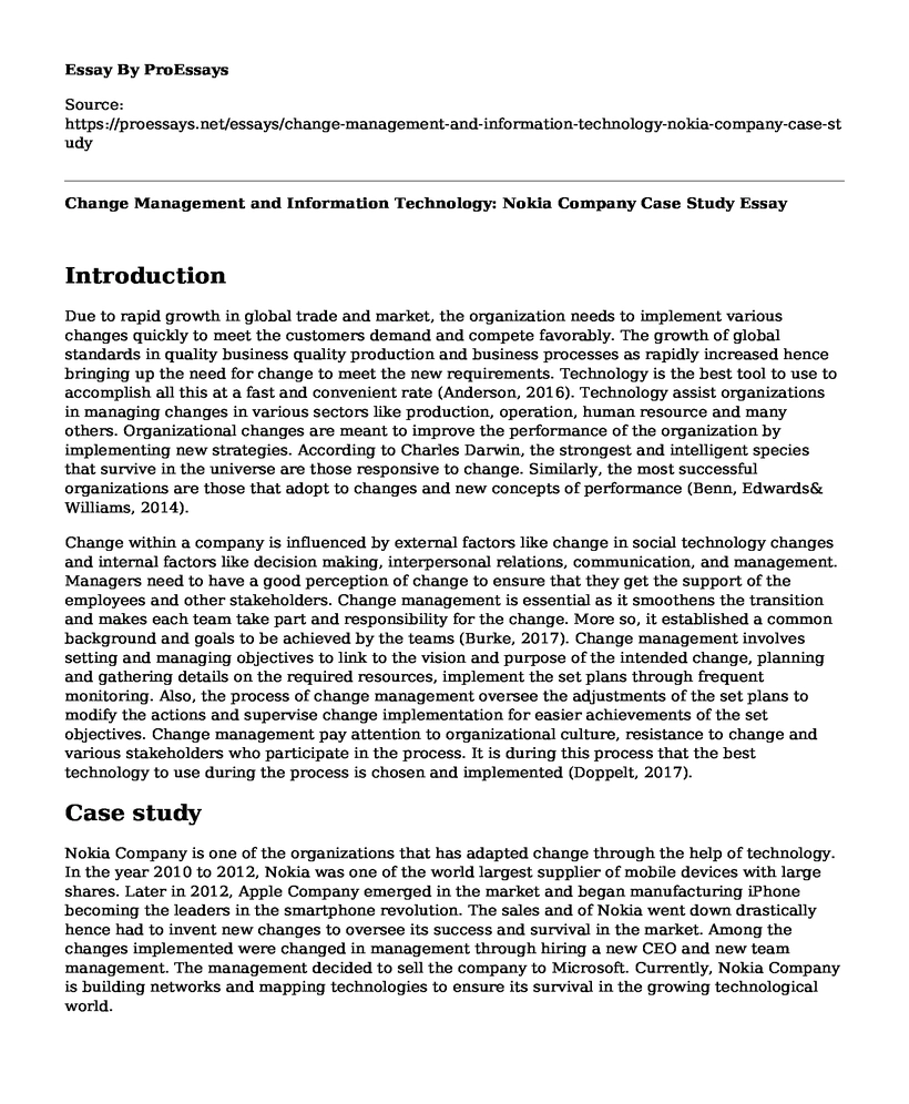 change management case study nokia