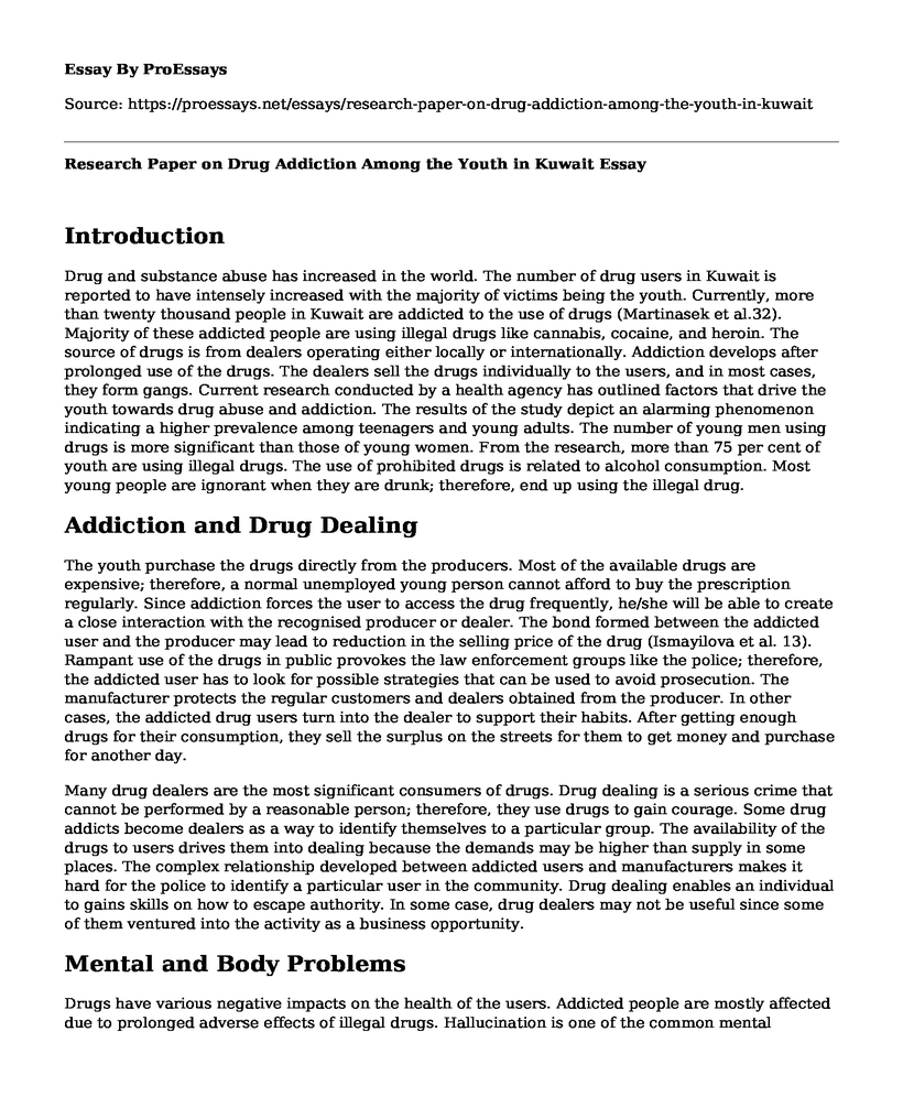 Research Paper on Drug Addiction Among the Youth in Kuwait
