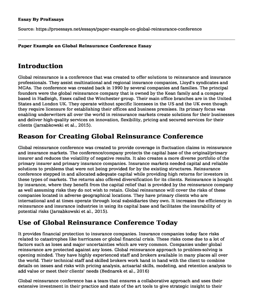 Paper Example on Global Reinsurance Conference