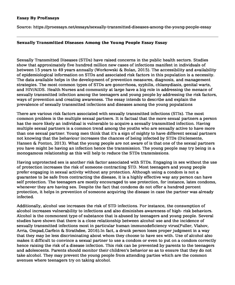 Sexually Transmitted Diseases Among the Young People Essay