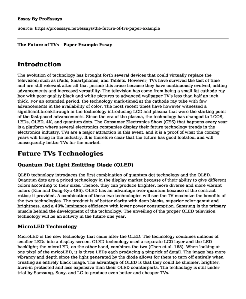The Future of TVs - Paper Example