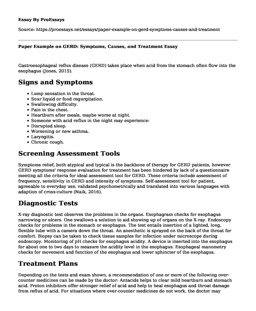 Paper Example on GERD: Symptoms, Causes, and Treatment
