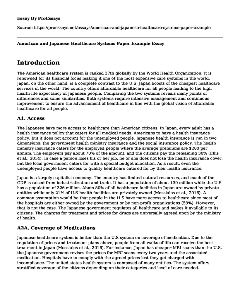 American and Japanese Healthcare Systems Paper Example