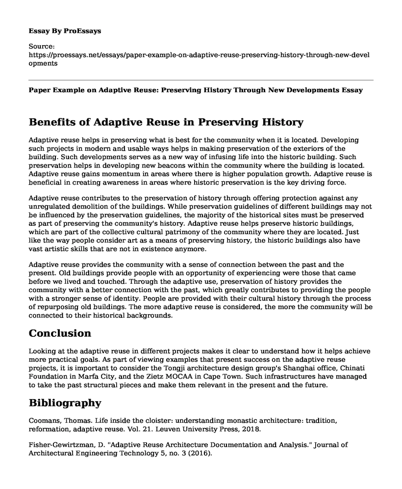 Paper Example on Adaptive Reuse: Preserving History Through New Developments
