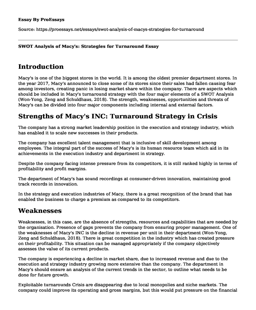SWOT Analysis of Macy's: Strategies for Turnaround
