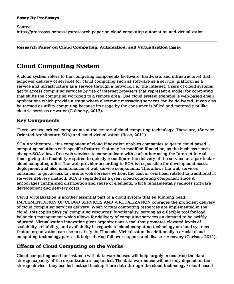 Research Paper on Cloud Computing, Automation, and Virtualization