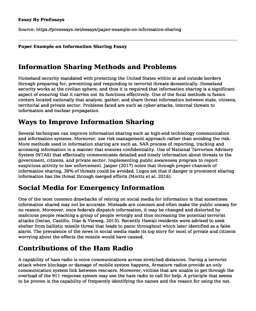 Paper Example on Information Sharing
