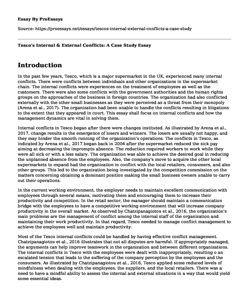 Tesco's Internal & External Conflicts: A Case Study