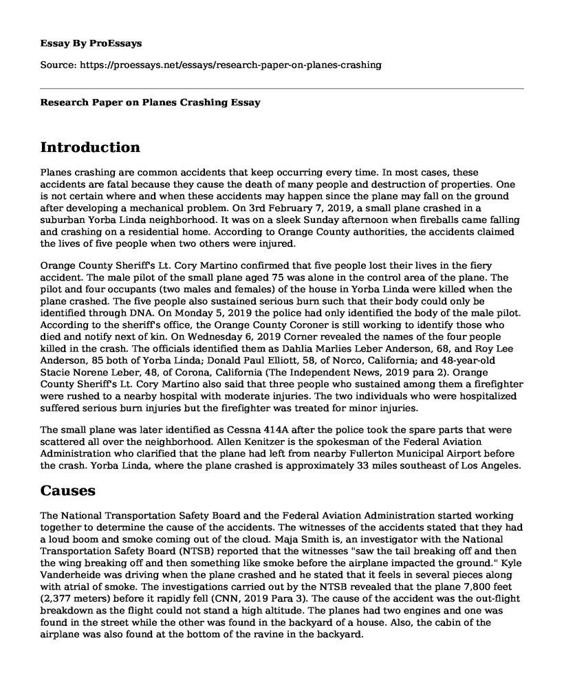 Research Paper on Planes Crashing
