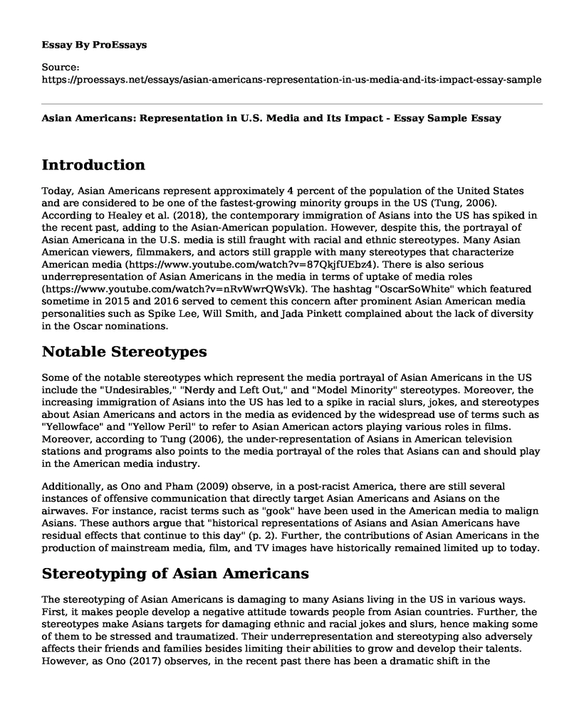 Asian Americans: Representation in U.S. Media and Its Impact - Essay Sample
