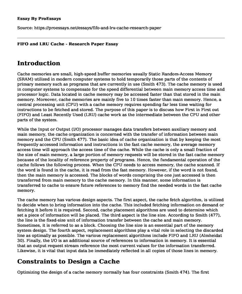 FIFO and LRU Cache - Research Paper