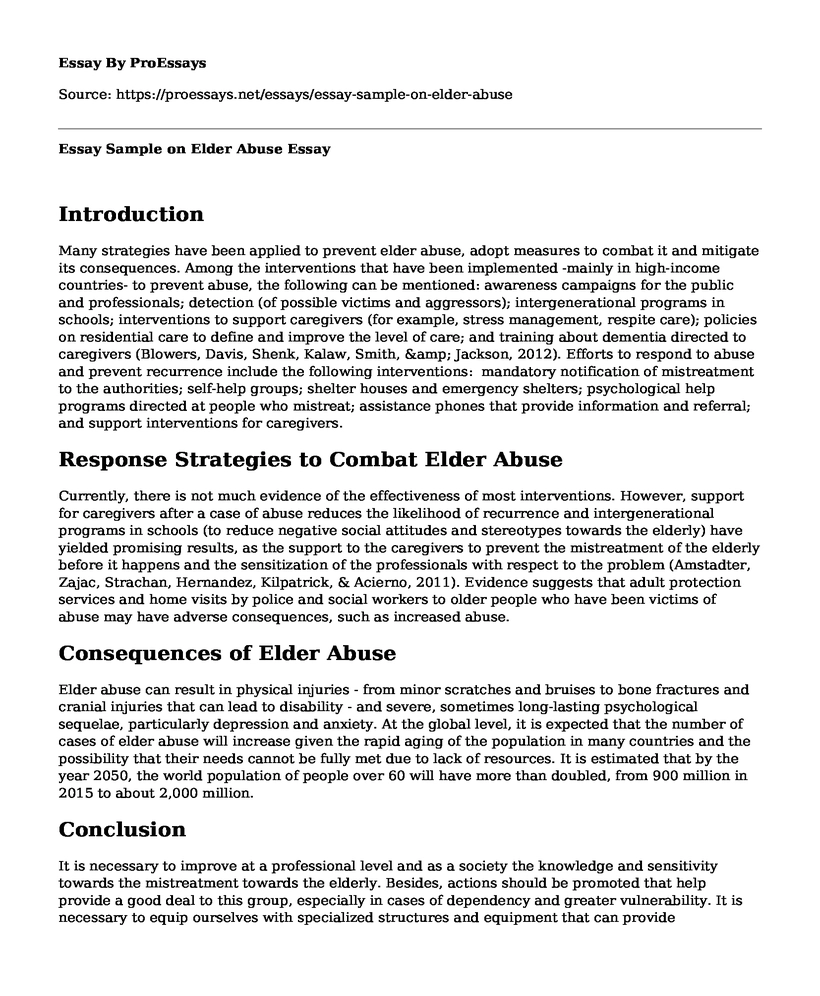 Essay Sample on Elder Abuse