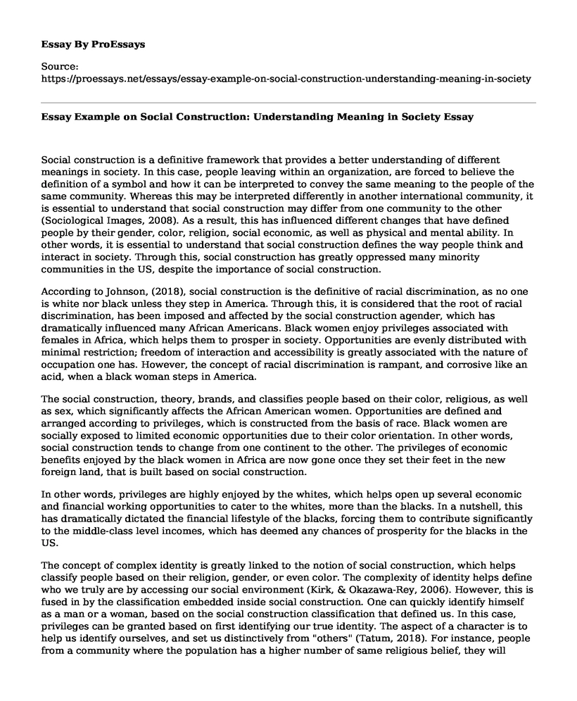 Essay Example on Social Construction: Understanding Meaning in Society