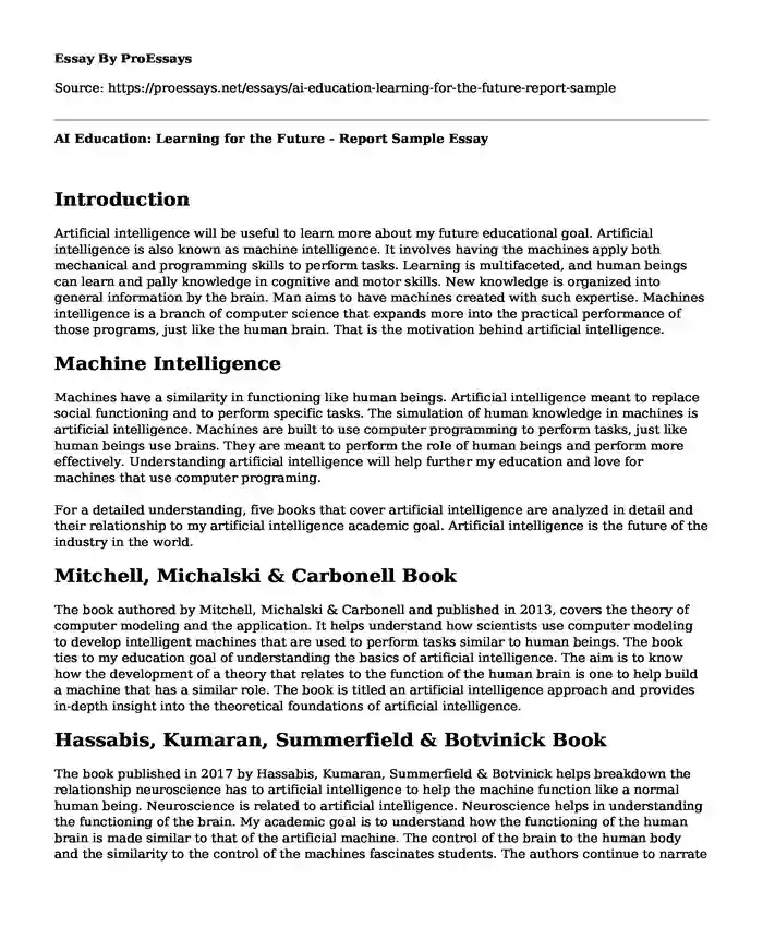 AI Education: Learning for the Future - Report Sample