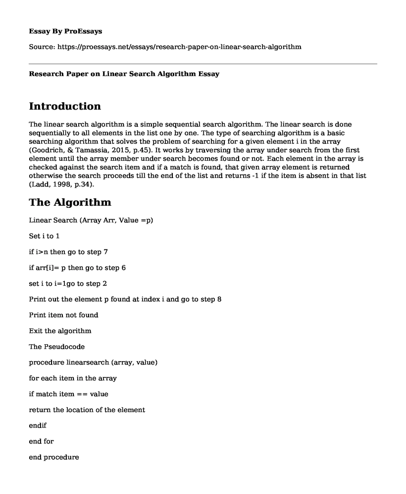 Research Paper on Linear Search Algorithm
