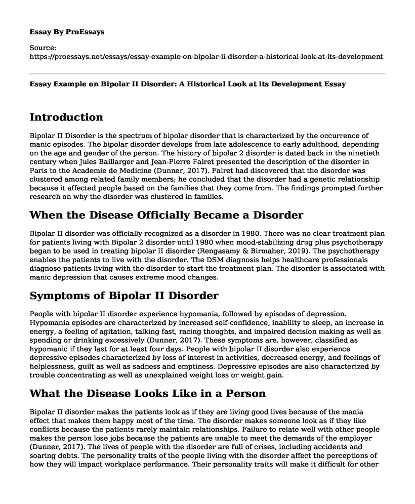 Essay Example on Bipolar II Disorder: A Historical Look at its Development