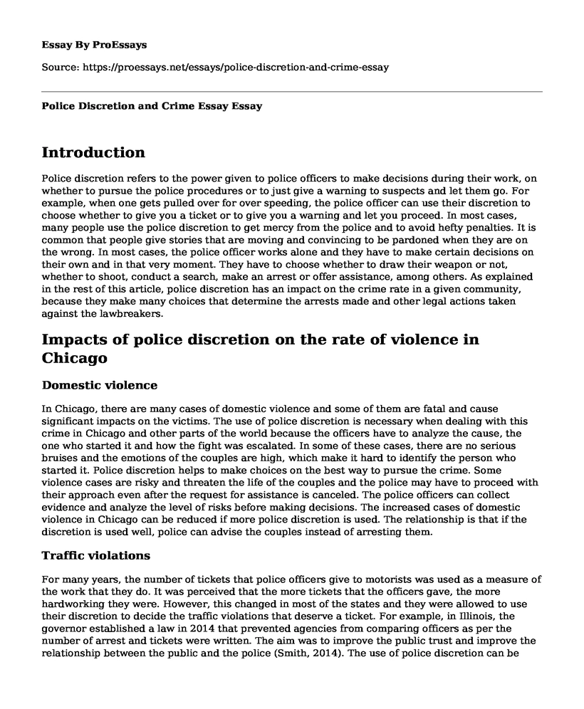 Police Discretion and Crime Essay