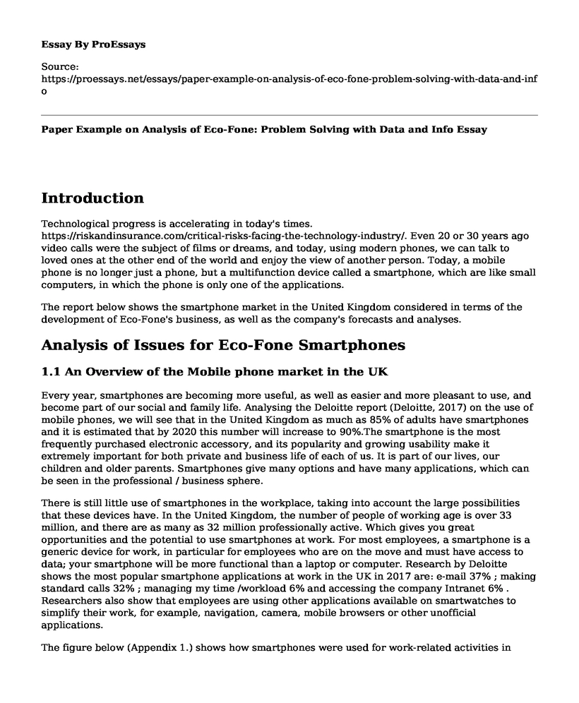 Paper Example on Analysis of Eco-Fone: Problem Solving with Data and Info