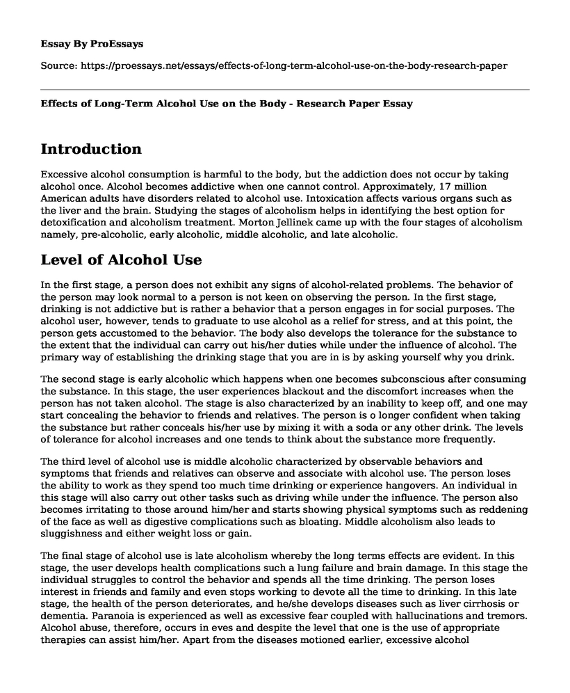 Effects of Long-Term Alcohol Use on the Body - Research Paper
