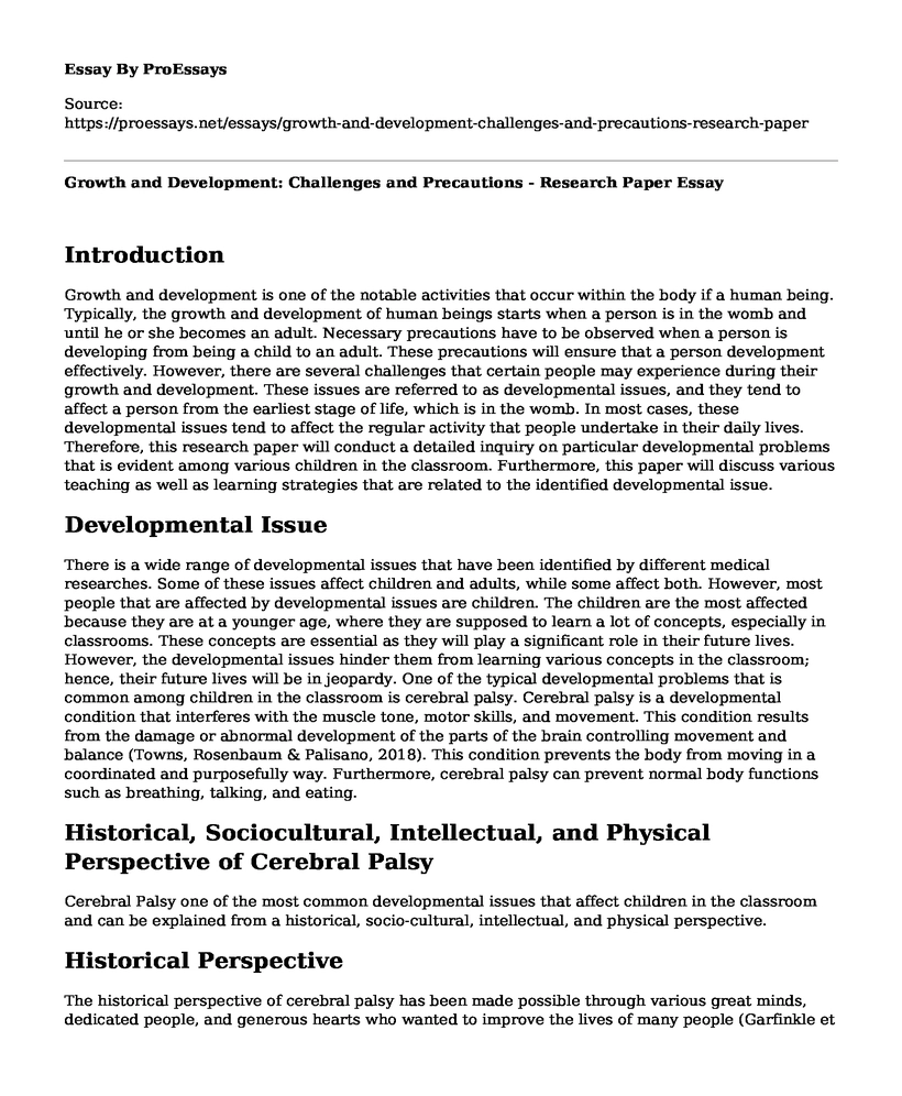 Growth and Development: Challenges and Precautions - Research Paper