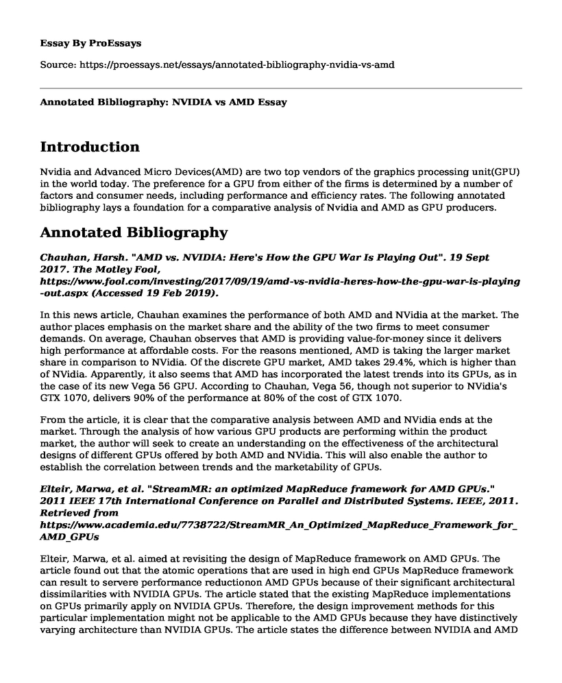 Annotated Bibliography: NVIDIA vs AMD