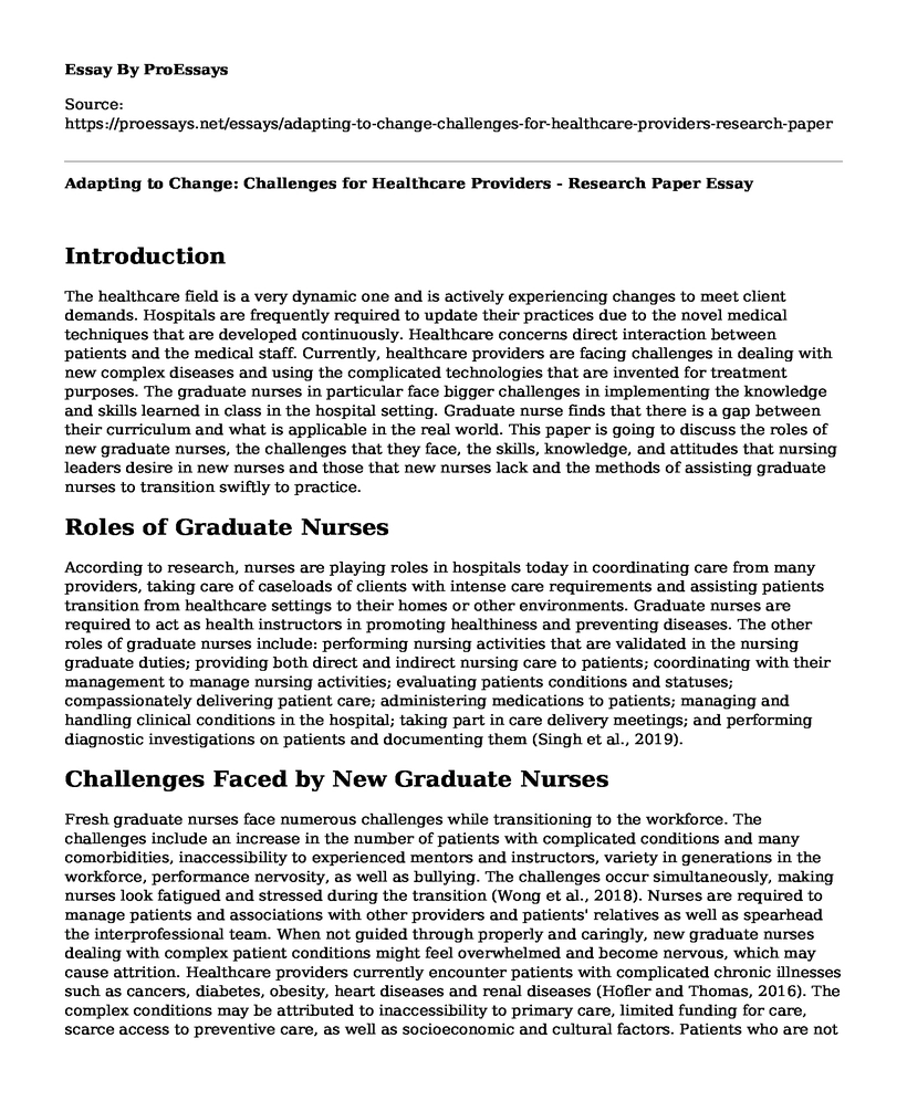 Adapting to Change: Challenges for Healthcare Providers - Research Paper