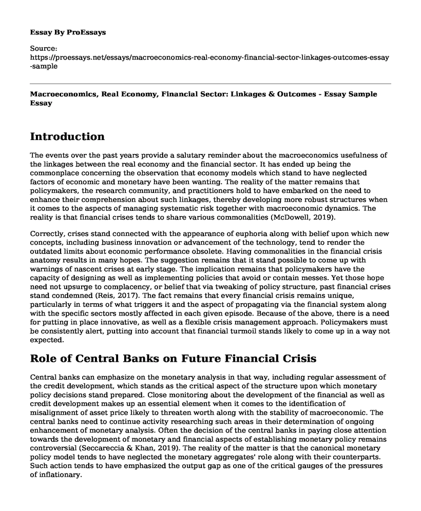 Macroeconomics, Real Economy, Financial Sector: Linkages & Outcomes - Essay Sample