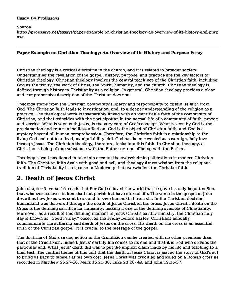 Paper Example on Christian Theology: An Overview of Its History and Purpose
