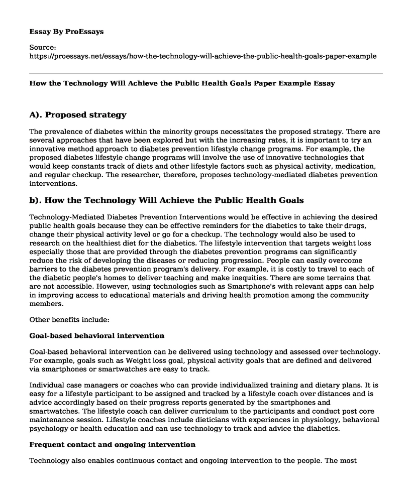 How the Technology Will Achieve the Public Health Goals Paper Example