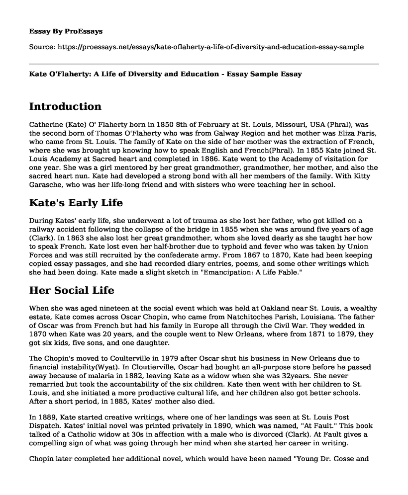 Kate O'Flaherty: A Life of Diversity and Education - Essay Sample
